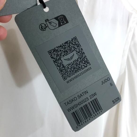 Zadig & Voltaire Tasko Satin Button Down Shirt in Judo White Size Small - Picture 4 of 9